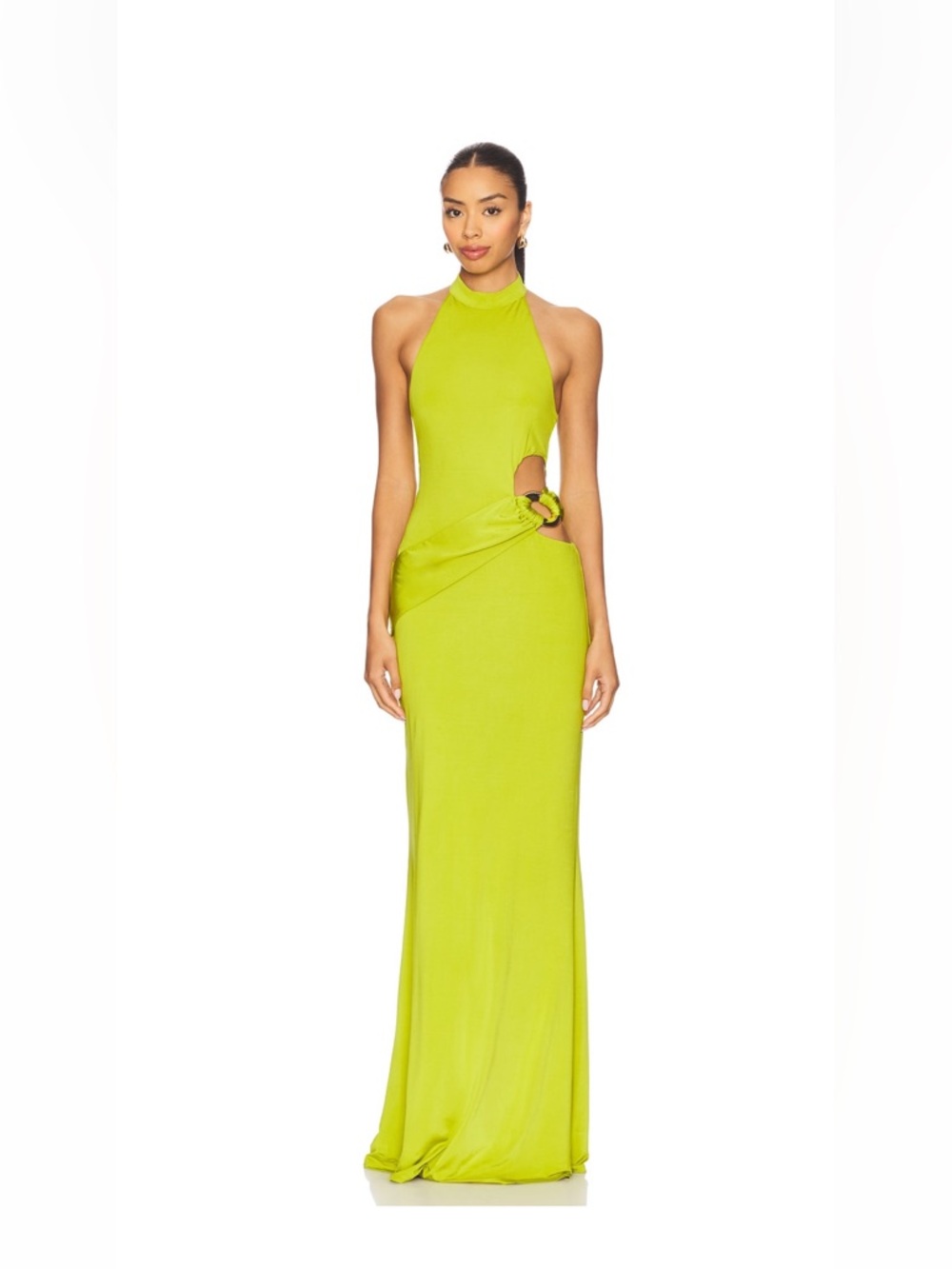 NBD Lime Green Backless Halter Evening Gown worn once